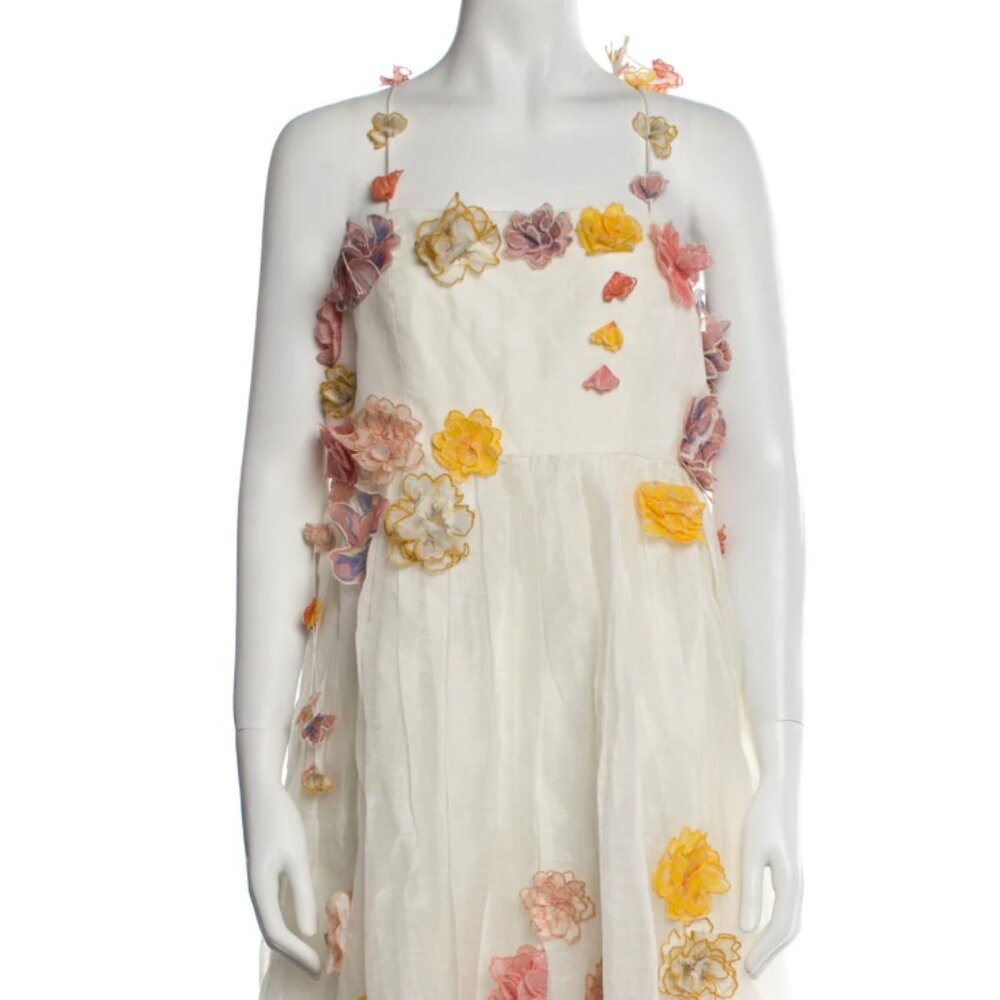 NWT ZIMMERMANN Postcard Floral Appliqué Midi Dress